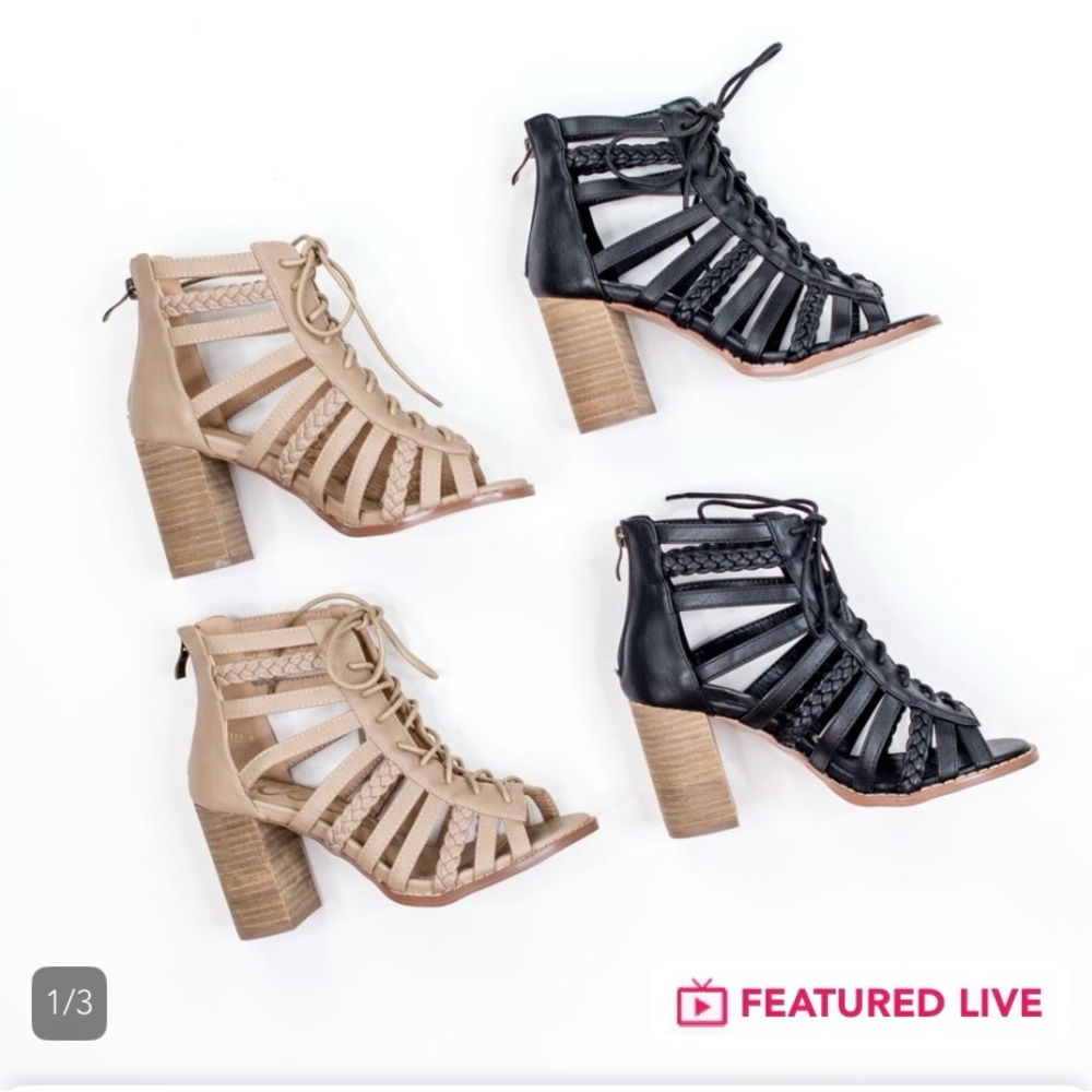 Portia Black Braided Block Heel by ccocci